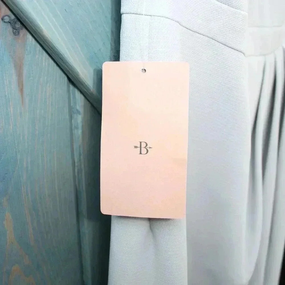 BHLDN Lyra V-Neck Faux-Wrap Crepe Midi Dress Blue Size 16 Anthropologie NWT - Picture 11 of 13